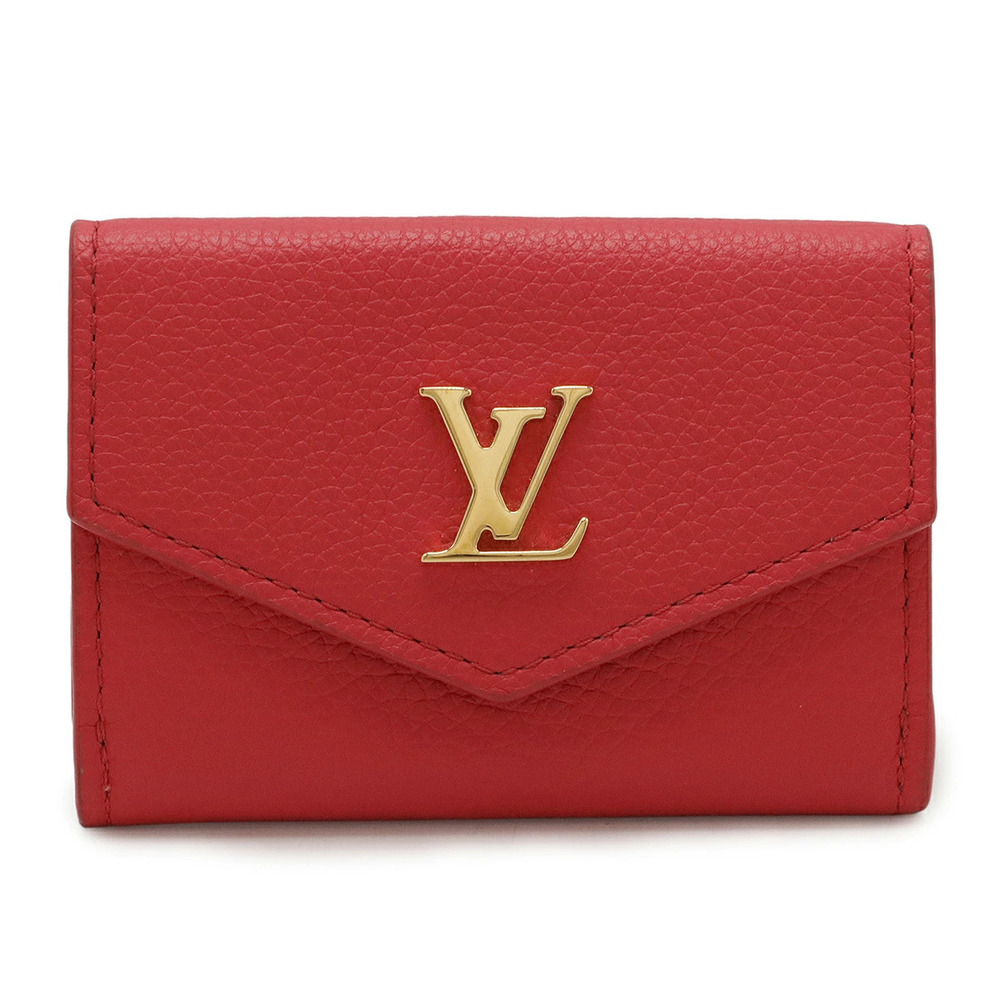 LOUIS VUITTON Portefeuille Lock Tri fold Wallet Compact Leather Fuschia Pink